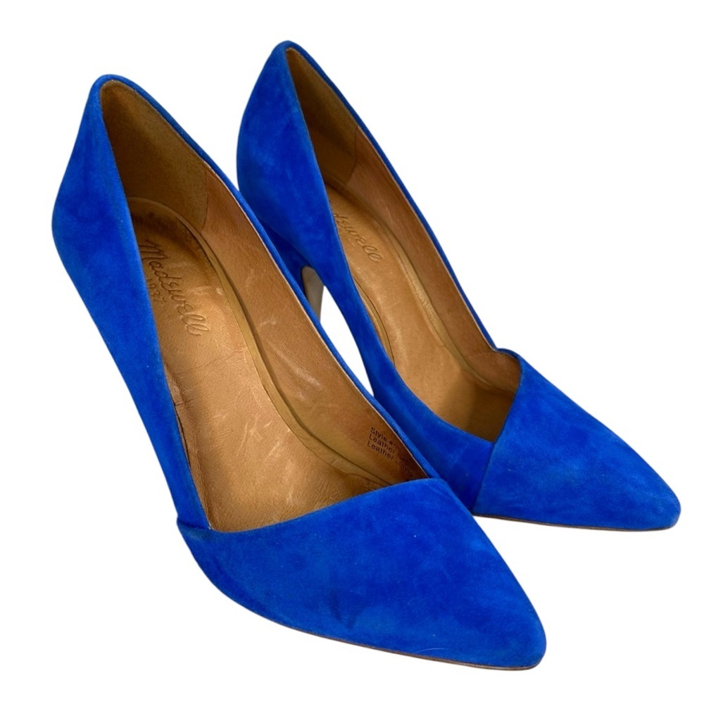 Madewell Mira Blue Suede Pointed Toe Pumps Heels Size 8.5 - Picture 4 of 10